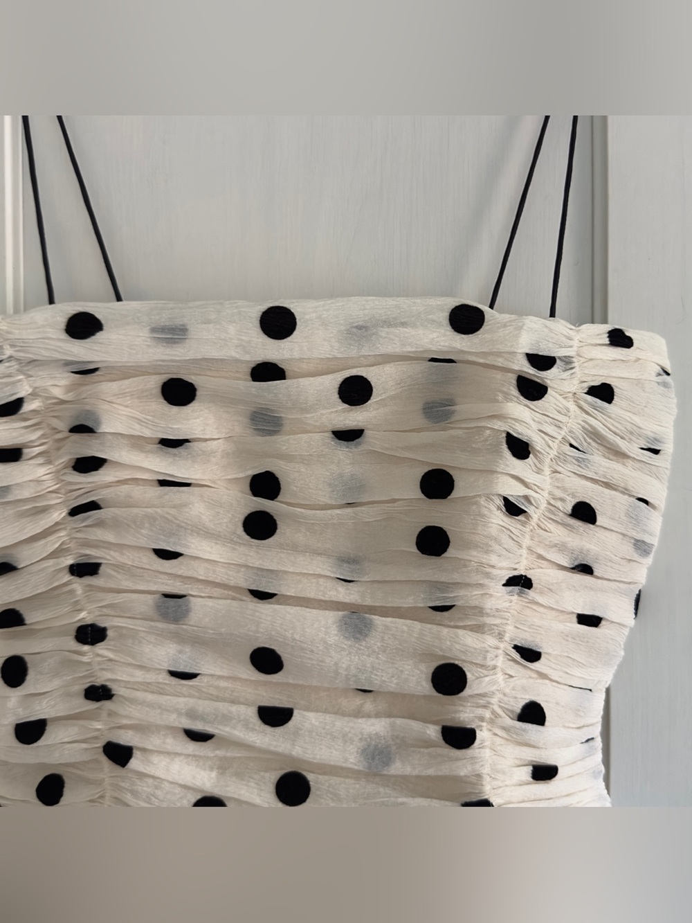 Reformation Amber Top in Cream and Black Dot Size 0 - Picture 3 of 7